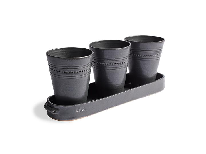 Beekman 1802 Black Stoneware Planter Set - Click Image to Close