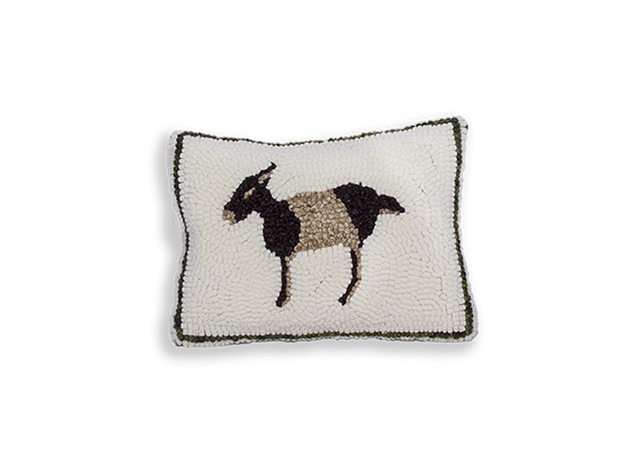 Balsam Goat Hand-Hooked Pillow - Click Image to Close