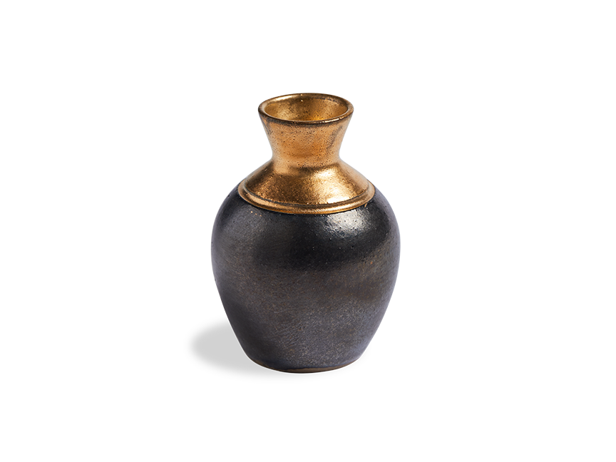 Black Ink Pot Bud Vase - Click Image to Close
