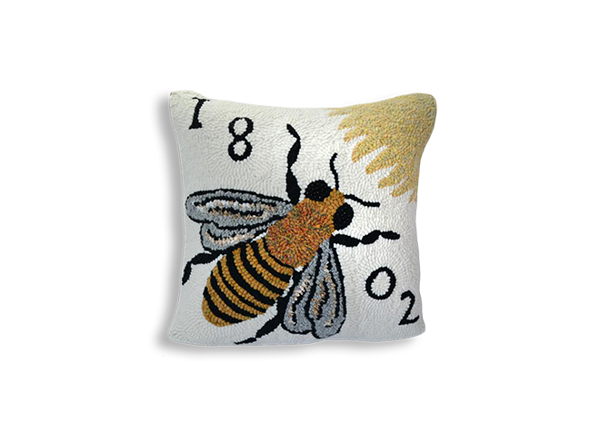 Beekman 1802 Bee Hand-Hooked Pillow - Click Image to Close